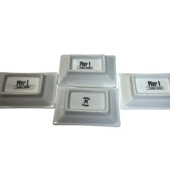 Set Of 3 Pier 1 China White Porcelain Rectangular Sushi Dishes +1 Non authentic - Picture 4 of 9